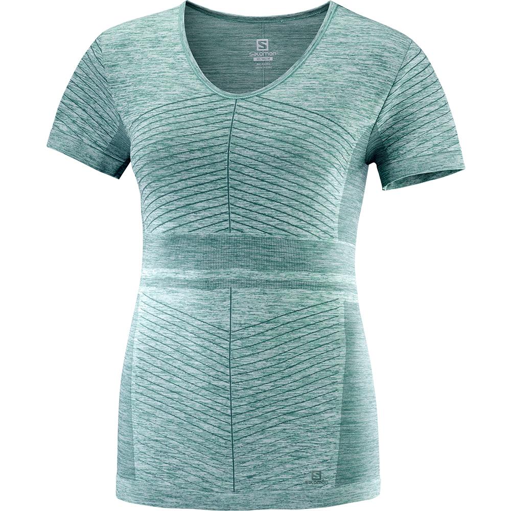 SALOMON ELEVATE MOVE'ON SS W Philippines - Women's Tee Shirts - Green | 718052-RNO